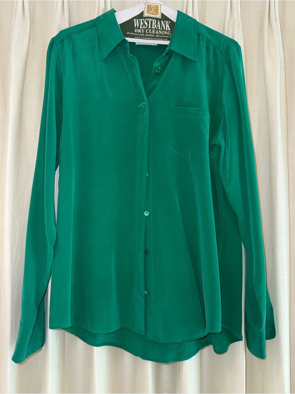 Equipment Silk Button-Front Shirt - Emerald Green